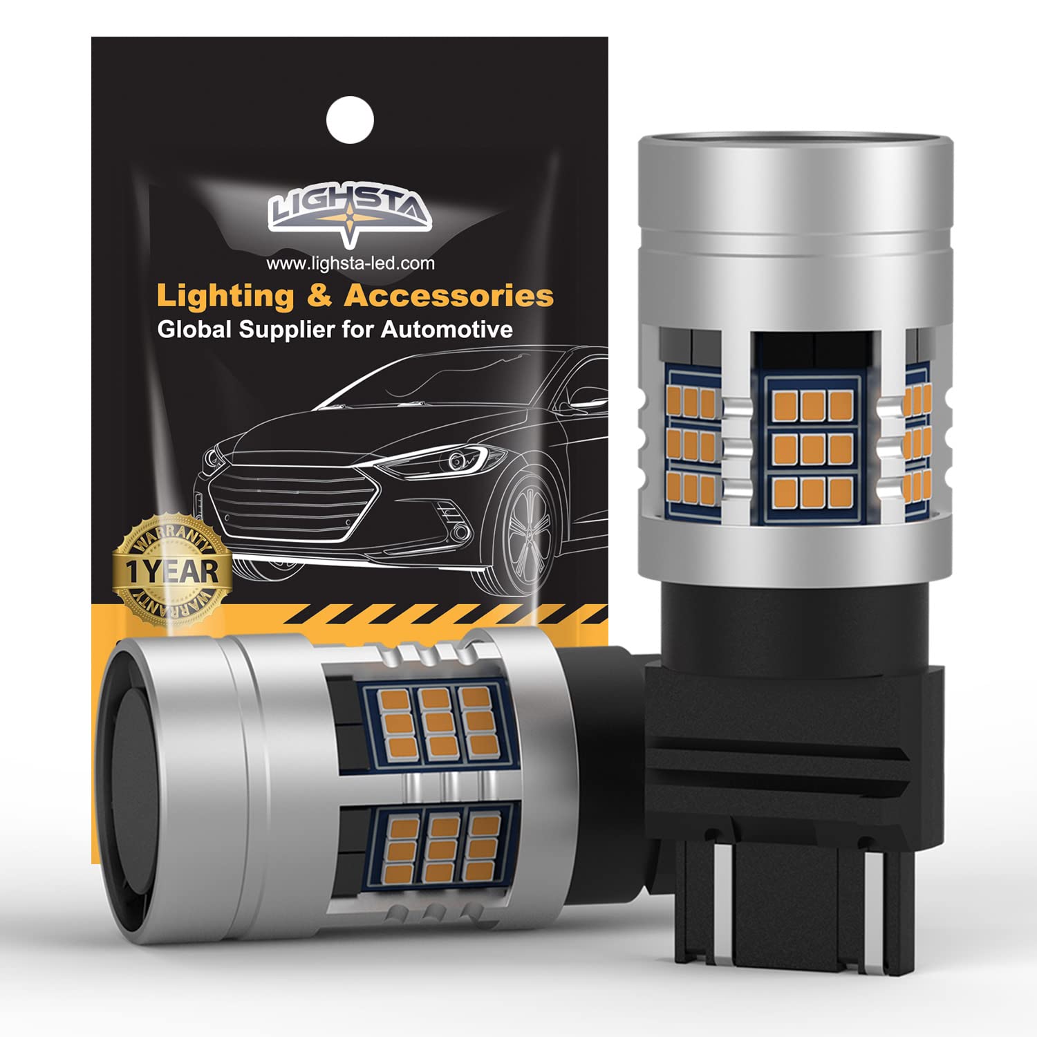 LIGHSTA 4257 4257NA Built in Resistor Anti Hyper Flash LED Bulbs Amber Yellow, CANBUS Error Free Turn Signal LED Bulbs Compatible with 2019 2020 2021 F150 2022 Maverick XL XLT (Pack of 2)